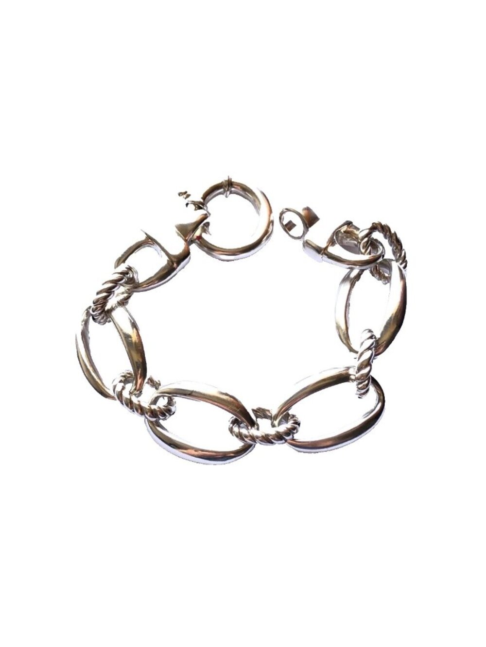 Puffy Electroform Sterling Silver 925 Link Statement Bracelet Estate Find 7.5"